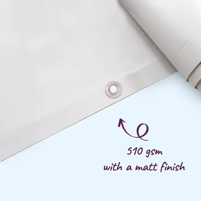 Close-up of matte PVC banner print and eyelet